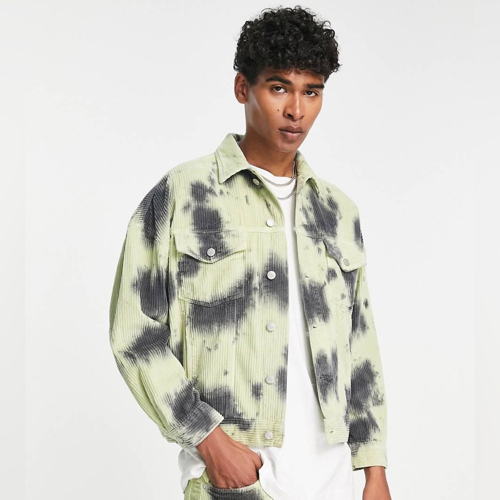 ASOS DESIGN oversized jacket in corduroy tie dye, sz L, worn once for photoshoot